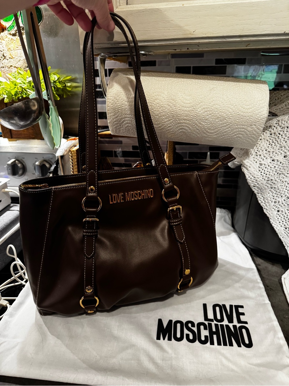 Love Moschino Dark Brown Leather purse with Gold Hardware - Picture 12 of 13